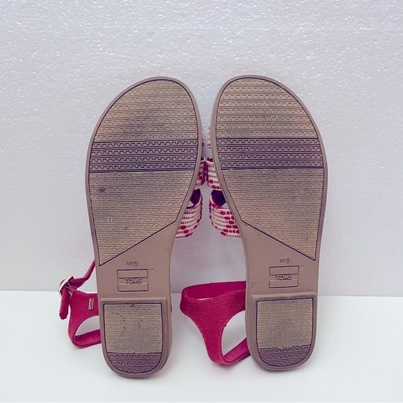 Toms Zoe Flat Sandals | Red White | Size 8.5 - Picture 5 of 7